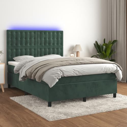Qnhdfrt Boxspringbett mit Matratze und LED 140x200 cm Dunkelgrün Samt Kopfteil Höhenverstellbar Taschenfederkern Für Schlafzimmer Gästebett Qnhdfrt Boxspringbett mit Matratze und LED 140x200 cm Dunkelgrün Samt Kopfteil Höhenverstellbar Taschenfederkern Für Schlafzimmer Gästebett von Qnhdfrt