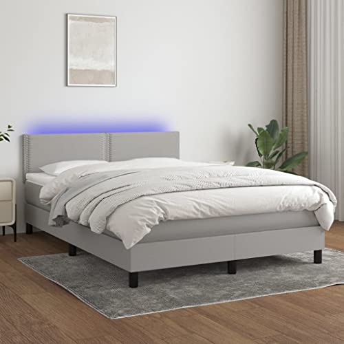 Qnhdfrt Boxspringbett mit Matratze und LED 140x200 cm Höhenverstellbares Kopfteil Taschenfederkernmatratze und Atmungsaktiver Stoff Hellgrau für Schlafzimmer Gästebett und Jugendzimmer Qnhdfrt Boxspringbett mit Matratze und LED 140x200 cm Höhenverstellbares Kopfteil Taschenfederkernmatratze und Atmungsaktiver Stoff Hellgrau für Schlafzimmer Gästebett und Jugendzimmer von Qnhdfrt