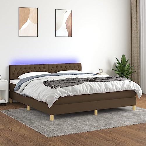 Qnhdfrt Boxspringbett mit Matratze und LED 160x200 cm Dunkelbraun Stoff Kopfteil höhenverstellbar Taschenfederkernmatratze für erholsamen Schlaf Qnhdfrt Boxspringbett mit Matratze und LED 160x200 cm Dunkelbraun Stoff Kopfteil höhenverstellbar Taschenfederkernmatratze für erholsamen Schlaf von Qnhdfrt
