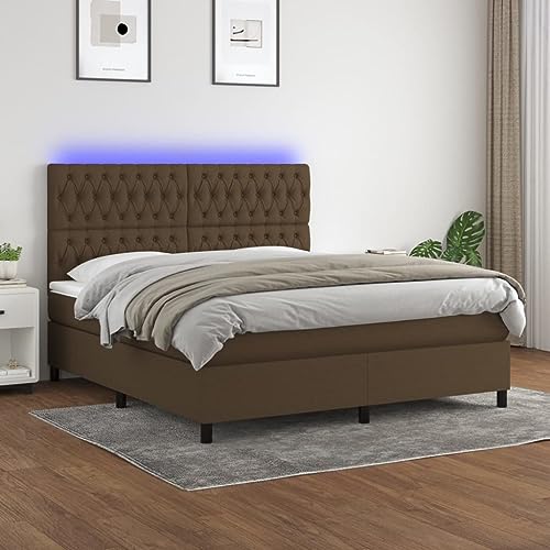 Qnhdfrt Boxspringbett mit Matratze und LED 160x200 cm Dunkelbraun Stoff Kopfteil höhenverstellbar Taschenfederkernmatratze für erholsamen Schlaf Qnhdfrt Boxspringbett mit Matratze und LED 160x200 cm Dunkelbraun Stoff Kopfteil höhenverstellbar Taschenfederkernmatratze für erholsamen Schlaf von Qnhdfrt