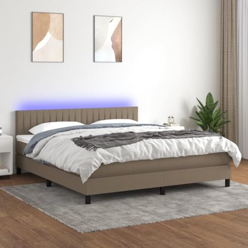 Qnhdfrt Boxspringbett mit Matratze und LED 160x200 cm Taupe Stoff Modernes Design Höhenverstellbares Kopfteil Taschenfederkernmatratze für Schlafzimmer Gästebett und Jugendzimmer Qnhdfrt Boxspringbett mit Matratze und LED 160x200 cm Taupe Stoff Modernes Design Höhenverstellbares Kopfteil Taschenfederkernmatratze für Schlafzimmer Gästebett und Jugendzimmer von Qnhdfrt