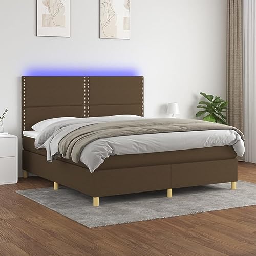 Qnhdfrt Boxspringbett mit Matratze und LED 180x200 cm Dunkelbraun Höhenverstellbares Kopfteil Taschenfederkernmatratze Atmungsaktiver Stoff für Schlafzimmer Gästebett und Doppelbett Qnhdfrt Boxspringbett mit Matratze und LED 180x200 cm Dunkelbraun Höhenverstellbares Kopfteil Taschenfederkernmatratze Atmungsaktiver Stoff für Schlafzimmer Gästebett und Doppelbett von Qnhdfrt