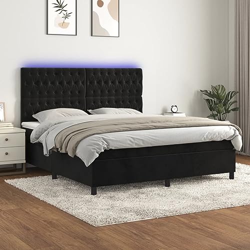 Qnhdfrt Boxspringbett mit Matratze und LED 180x200 cm Samt Schwarz Höhenverstellbares Kopfteil Taschenfederkernmatratze und atmungsaktive Auflage für erholsamen Schlaf Qnhdfrt Boxspringbett mit Matratze und LED 180x200 cm Samt Schwarz Höhenverstellbares Kopfteil Taschenfederkernmatratze und atmungsaktive Auflage für erholsamen Schlaf von Qnhdfrt