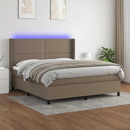 Qnhdfrt Boxspringbett mit Matratze und LED 180x200 cm Taupe Stoff Atmungsaktiv Höhenverstellbares Kopfteil Taschenfederkernmatratze für Schlafzimmer Qnhdfrt Boxspringbett mit Matratze und LED 180x200 cm Taupe Stoff Atmungsaktiv Höhenverstellbares Kopfteil Taschenfederkernmatratze für Schlafzimmer von Qnhdfrt