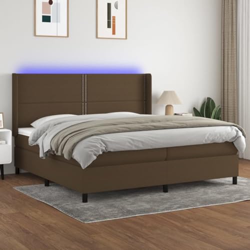 Qnhdfrt Boxspringbett mit Matratze und LED 200x200 cm Dunkelbraun Stoff Atmungsaktiv Höhenverstellbares Kopfteil Taschenfederkernmatratze für Schlafzimmer Gästebett und Doppelbett Qnhdfrt Boxspringbett mit Matratze und LED 200x200 cm Dunkelbraun Stoff Atmungsaktiv Höhenverstellbares Kopfteil Taschenfederkernmatratze für Schlafzimmer Gästebett und Doppelbett von Qnhdfrt