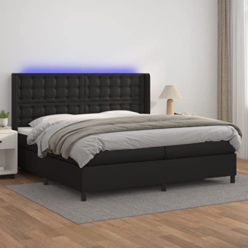 Qnhdfrt Boxspringbett mit Matratze und LED 200x200 cm Kunstleder Schwarz Höhenverstellbares Kopfteil Taschenfederkernmatratze und atmungsaktive Auflage für erholsamen Schlaf Qnhdfrt Boxspringbett mit Matratze und LED 200x200 cm Kunstleder Schwarz Höhenverstellbares Kopfteil Taschenfederkernmatratze und atmungsaktive Auflage für erholsamen Schlaf von Qnhdfrt