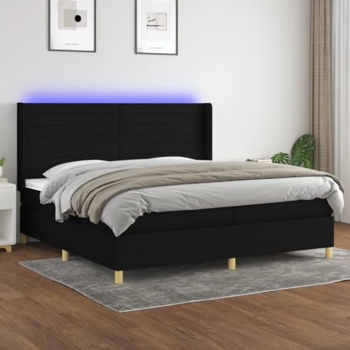Qnhdfrt Boxspringbett mit Matratze und LED 200x200 cm Schwarz Stoff Bettgestell mit Höhenverstellbarem Kopfteil Taschenfederkernmatratze und Atmungsaktivem Design für Schlafzimmer Qnhdfrt Boxspringbett mit Matratze und LED 200x200 cm Schwarz Stoff Bettgestell mit Höhenverstellbarem Kopfteil Taschenfederkernmatratze und Atmungsaktivem Design für Schlafzimmer von Qnhdfrt