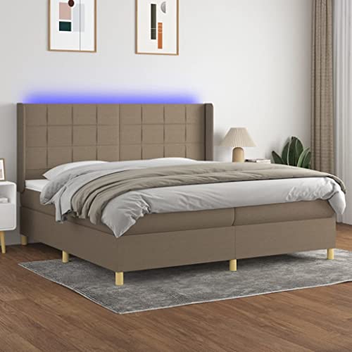 Qnhdfrt Boxspringbett mit Matratze und LED 200x200 cm Taupe Stoff Familienbett mit höhenverstellbarem Kopfteil und atmungsaktivem Material für Schlafzimmer Qnhdfrt Boxspringbett mit Matratze und LED 200x200 cm Taupe Stoff Familienbett mit höhenverstellbarem Kopfteil und atmungsaktivem Material für Schlafzimmer von Qnhdfrt