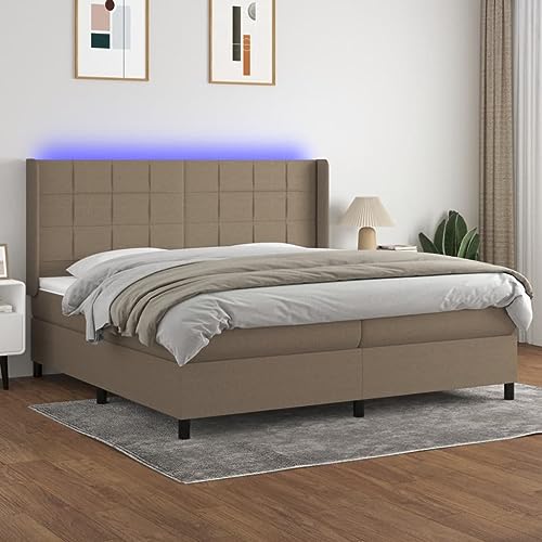 Qnhdfrt Boxspringbett mit Matratze und LED 200x200 cm Taupe Stoff Kopfteil höhenverstellbar Taschenfederkernmatratze, für erholsamen Schlaf Qnhdfrt Boxspringbett mit Matratze und LED 200x200 cm Taupe Stoff Kopfteil höhenverstellbar Taschenfederkernmatratze, für erholsamen Schlaf von Qnhdfrt