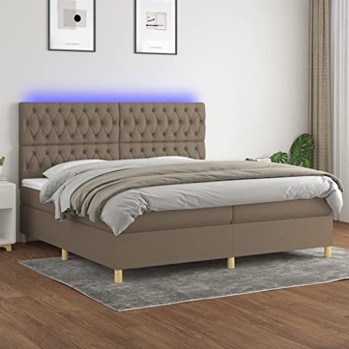 Qnhdfrt Boxspringbett mit Matratze und LED 200x200 cm Taupe Stoff Modernes Design Höhenverstellbares Kopfteil Taschenfederkernmatratze für Schlafzimmer Gästebett und Doppelbett Qnhdfrt Boxspringbett mit Matratze und LED 200x200 cm Taupe Stoff Modernes Design Höhenverstellbares Kopfteil Taschenfederkernmatratze für Schlafzimmer Gästebett und Doppelbett von Qnhdfrt
