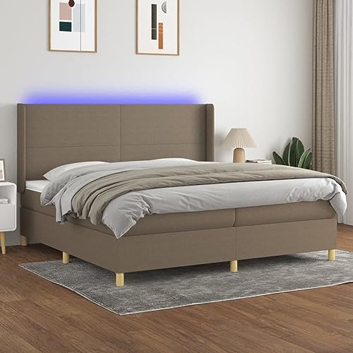 Qnhdfrt Boxspringbett mit Matratze und LED 200x200 cm Taupe Stoff atmungsaktiv höhenverstellbares Kopfteil Taschenfederkern für erholsamen Schlaf im Schlafzimmer Qnhdfrt Boxspringbett mit Matratze und LED 200x200 cm Taupe Stoff atmungsaktiv höhenverstellbares Kopfteil Taschenfederkern für erholsamen Schlaf im Schlafzimmer von Qnhdfrt