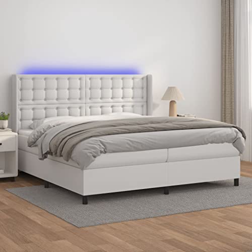 Qnhdfrt Boxspringbett mit Matratze und LED 200x200 cm Weiß Kunstleder Höhenverstellbares Kopfteil Taschenfederkernmatratze für Schlafzimmer Gästebett und Doppelbett Qnhdfrt Boxspringbett mit Matratze und LED 200x200 cm Weiß Kunstleder Höhenverstellbares Kopfteil Taschenfederkernmatratze für Schlafzimmer Gästebett und Doppelbett von Qnhdfrt