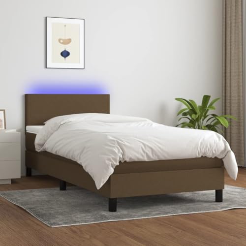 Qnhdfrt Boxspringbett mit Matratze und LED 90x190 cm Dunkelbraun Höhenverstellbares Kopfteil Taschenfederkernmatratze und Atmungsaktiver Stoff für Erholsamen Schlaf Qnhdfrt Boxspringbett mit Matratze und LED 90x190 cm Dunkelbraun Höhenverstellbares Kopfteil Taschenfederkernmatratze und Atmungsaktiver Stoff für Erholsamen Schlaf von Qnhdfrt