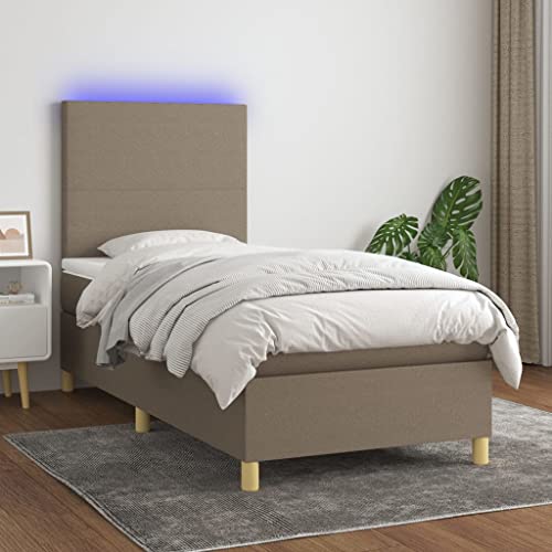 Qnhdfrt Boxspringbett mit Matratze und LED 90x190 cm Höhenverstellbares Kopfteil Taschenfederkernmatratze Atmungsaktiver Stoff Taupe für Schlafzimmer Gästebett und Jugendzimmer Qnhdfrt Boxspringbett mit Matratze und LED 90x190 cm Höhenverstellbares Kopfteil Taschenfederkernmatratze Atmungsaktiver Stoff Taupe für Schlafzimmer Gästebett und Jugendzimmer von Qnhdfrt