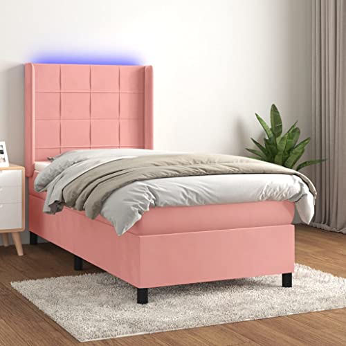 Qnhdfrt Boxspringbett mit Matratze und LED 90x190 cm Samt Rosa Höhenverstellbares Kopfteil Taschenfederkernmatratze für Schlafzimmer Qnhdfrt Boxspringbett mit Matratze und LED 90x190 cm Samt Rosa Höhenverstellbares Kopfteil Taschenfederkernmatratze für Schlafzimmer von Qnhdfrt