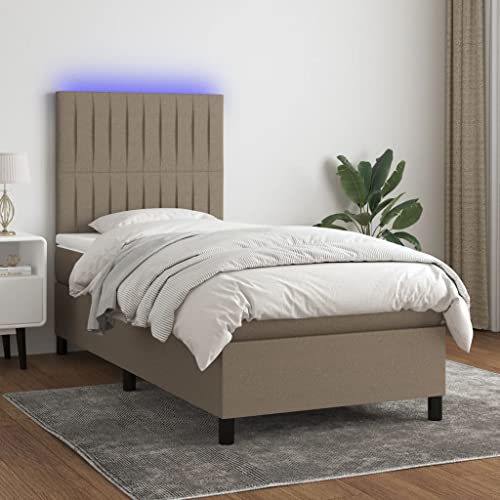 Qnhdfrt Boxspringbett mit Matratze und LED 90x190 cm Taupe Stoff Atmungsaktiv Höhenverstellbares Kopfteil Taschenfederkernmatratze für Schlafzimmer Qnhdfrt Boxspringbett mit Matratze und LED 90x190 cm Taupe Stoff Atmungsaktiv Höhenverstellbares Kopfteil Taschenfederkernmatratze für Schlafzimmer von Qnhdfrt