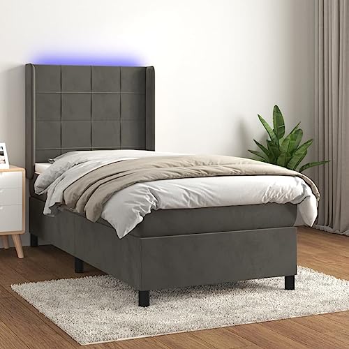 Qnhdfrt Boxspringbett mit Matratze und LED 90x200 cm Dunkelgrau Samt Kopfteil verstellbar Taschenfederkern für erholsamen Schlaf Qnhdfrt Boxspringbett mit Matratze und LED 90x200 cm Dunkelgrau Samt Kopfteil verstellbar Taschenfederkern für erholsamen Schlaf von Qnhdfrt