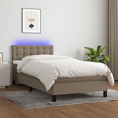 Qnhdfrt Boxspringbett mit Matratze und LED 90x200 cm Höhenverstellbares Kopfteil Taschenfederkernmatratze und atmungsaktiver Stoff Taupe für Schlafzimmer Gästebett und Jugendzimmer Qnhdfrt Boxspringbett mit Matratze und LED 90x200 cm Höhenverstellbares Kopfteil Taschenfederkernmatratze und atmungsaktiver Stoff Taupe für Schlafzimmer Gästebett und Jugendzimmer von Qnhdfrt