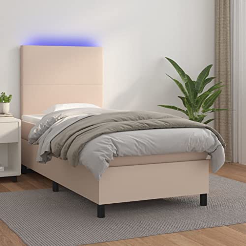 Qnhdfrt Boxspringbett mit Matratze und LED 90x200 cm Kunstleder Cappuccino-Braun Höhenverstellbares Kopfteil Taschenfederkernmatratze für Schlafzimmer Gästebett und Jugendzimmer Qnhdfrt Boxspringbett mit Matratze und LED 90x200 cm Kunstleder Cappuccino-Braun Höhenverstellbares Kopfteil Taschenfederkernmatratze für Schlafzimmer Gästebett und Jugendzimmer von Qnhdfrt