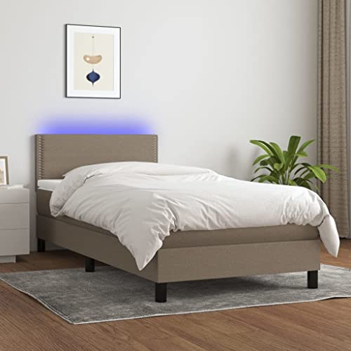 Qnhdfrt Boxspringbett mit Matratze und LED 90x200 cm Taupe Stoff atmungsaktiv höhenverstellbares Kopfteil Taschenfederkernmatratze für erholsamen Schlaf Qnhdfrt Boxspringbett mit Matratze und LED 90x200 cm Taupe Stoff atmungsaktiv höhenverstellbares Kopfteil Taschenfederkernmatratze für erholsamen Schlaf von Qnhdfrt