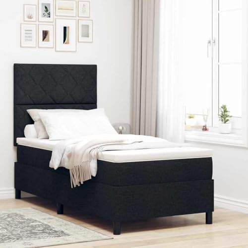 Qnhdfrt Boxspringbett mit Matratze und LED Beleuchtung 100 x 200 cm Modernes Design mit Strukturierter Stoffoberfläche Schlafzimmer von Qnhdfrt