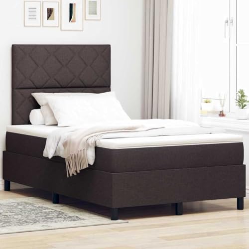 Qnhdfrt Boxspringbett mit Matratze und LED Beleuchtung 120 x 200 cm Modernes Design mit Diamantmuster Kopfteil Robuste Kiefernholz Konstruktion für Schlafzimmer von Qnhdfrt