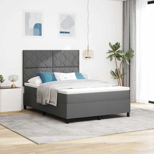 Qnhdfrt Boxspringbett mit Matratze und LED Beleuchtung 160 x 200 cm Grau Modernes Design Geometrisches Muster Robuste Kiefernholzkonstruktion für Schlafzimmer von Qnhdfrt