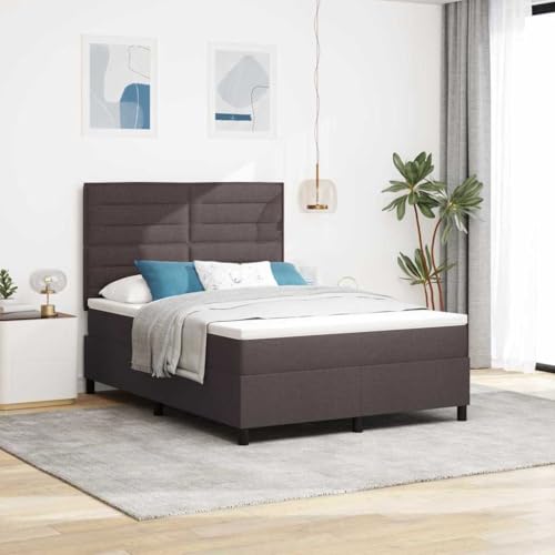 Qnhdfrt Boxspringbett mit Matratze und LED Beleuchtung 160 x 200 cm Modernes Design Dunkelbraun Stoff Robuste Konstruktion für Schlafzimmer von Qnhdfrt