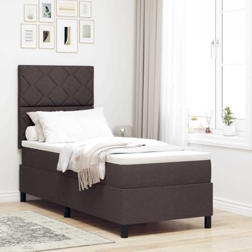 Qnhdfrt Boxspringbett mit Matratze und LED Beleuchtung 80 x 200 cm Grau Modernes Design mit Geometrischem Muster Robuste Kiefernholz Konstruktion für Erwachsene Schlafzimmer von Qnhdfrt