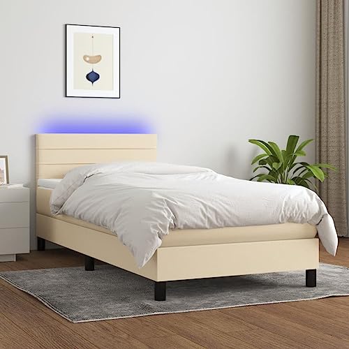 Qnhdfrt Boxspringbett mit Matratze und LED Beleuchtung 80x200 cm Creme Stoff Kopfteil höhenverstellbar Taschenfederkernmatratze für Schlafzimmer Gästebett und Jugendzimmer Qnhdfrt Boxspringbett mit Matratze und LED Beleuchtung 80x200 cm Creme Stoff Kopfteil höhenverstellbar Taschenfederkernmatratze für Schlafzimmer Gästebett und Jugendzimmer von Qnhdfrt