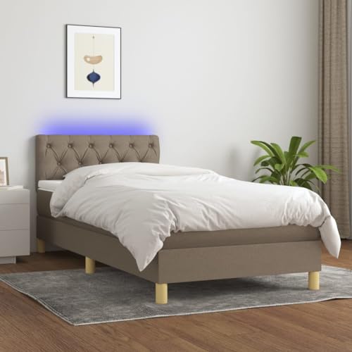 Qnhdfrt Boxspringbett mit Matratze und LED Beleuchtung 80x200 cm Höhenverstellbares Kopfteil Taschenfederkernmatratze Atmungsaktiver Stoff Taupe für Schlafzimmer Gästebett Jugendbett Qnhdfrt Boxspringbett mit Matratze und LED Beleuchtung 80x200 cm Höhenverstellbares Kopfteil Taschenfederkernmatratze Atmungsaktiver Stoff Taupe für Schlafzimmer Gästebett Jugendbett von Qnhdfrt