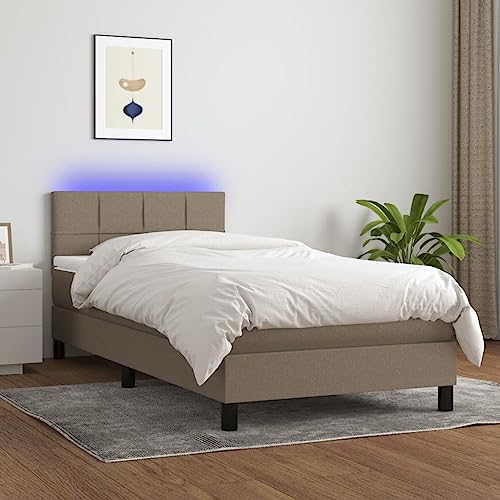 Qnhdfrt Boxspringbett mit Matratze und LED Beleuchtung 90x190 cm Höhenverstellbares Kopfteil Taschenfederkernmatratze Atmungsaktiver Stoff Taupe für Schlafzimmer Gästebett Jugendbett Qnhdfrt Boxspringbett mit Matratze und LED Beleuchtung 90x190 cm Höhenverstellbares Kopfteil Taschenfederkernmatratze Atmungsaktiver Stoff Taupe für Schlafzimmer Gästebett Jugendbett von Qnhdfrt