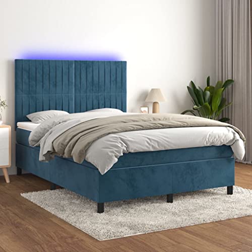 Qnhdfrt Boxspringbett mit Matratze und LED Beleuchtung Dunkelblau 140x200 cm Samtbezug Höhenverstellbares Kopfteil Taschenfederkernmatratze für Schlafzimmer Gästebett Qnhdfrt Boxspringbett mit Matratze und LED Beleuchtung Dunkelblau 140x200 cm Samtbezug Höhenverstellbares Kopfteil Taschenfederkernmatratze für Schlafzimmer Gästebett von Qnhdfrt