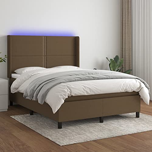Qnhdfrt Boxspringbett mit Matratze und LED Beleuchtung Dunkelbraun 140x190 cm Stoff Bezug Höhenverstellbares Kopfteil Taschenfederkernmatratze für Schlafzimmer Gästebett und Jugendzimmer Qnhdfrt Boxspringbett mit Matratze und LED Beleuchtung Dunkelbraun 140x190 cm Stoff Bezug Höhenverstellbares Kopfteil Taschenfederkernmatratze für Schlafzimmer Gästebett und Jugendzimmer von Qnhdfrt