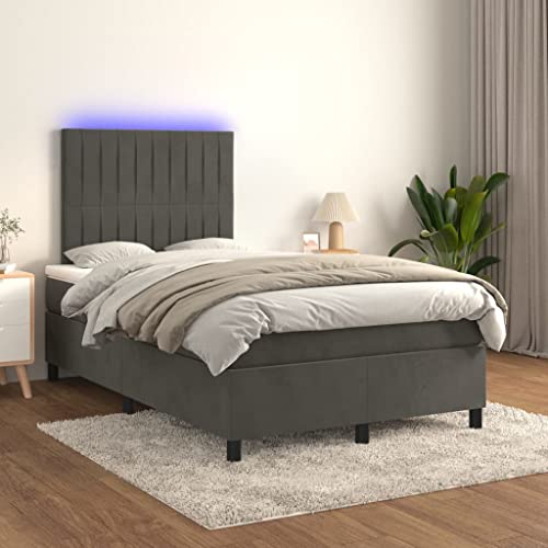 Qnhdfrt Boxspringbett mit Matratze und LED Beleuchtung Dunkelgrau 120x200 cm Samt Bezug Höhenverstellbares Kopfteil Taschenfederkernmatratze für Schlafzimmer Gästebett und Wohnbereich Qnhdfrt Boxspringbett mit Matratze und LED Beleuchtung Dunkelgrau 120x200 cm Samt Bezug Höhenverstellbares Kopfteil Taschenfederkernmatratze für Schlafzimmer Gästebett und Wohnbereich von Qnhdfrt