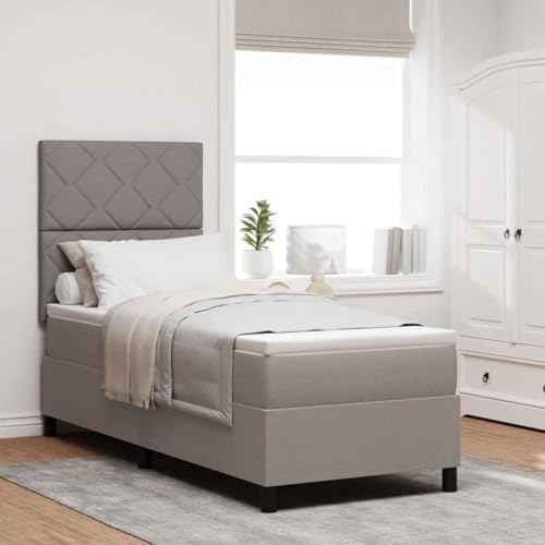 Qnhdfrt Boxspringbett mit Matratze und LED Beleuchtung in Grau 80 x 200 cm Modernes Design mit Geometrischem Muster für Schlafzimmer von Qnhdfrt