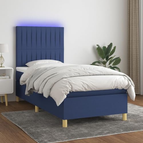 Qnhdfrt Boxspringbett mit Matratze und LED Blau 80x200 cm Stoff Bezug Höhenverstellbares Kopfteil Taschenfederkernmatratze für Schlafzimmer Gästebett und Jugendzimmer Qnhdfrt Boxspringbett mit Matratze und LED Blau 80x200 cm Stoff Bezug Höhenverstellbares Kopfteil Taschenfederkernmatratze für Schlafzimmer Gästebett und Jugendzimmer von Qnhdfrt