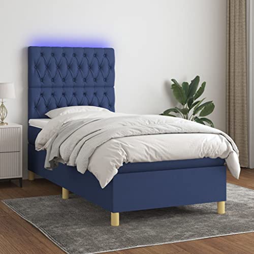 Qnhdfrt Boxspringbett mit Matratze und LED Blau 80x200 cm Stoff Kopfteil höhenverstellbar Taschenfederkernmatratze für erholsamen Schlaf Jugendbett Gästebett Qnhdfrt Boxspringbett mit Matratze und LED Blau 80x200 cm Stoff Kopfteil höhenverstellbar Taschenfederkernmatratze für erholsamen Schlaf Jugendbett Gästebett von Qnhdfrt