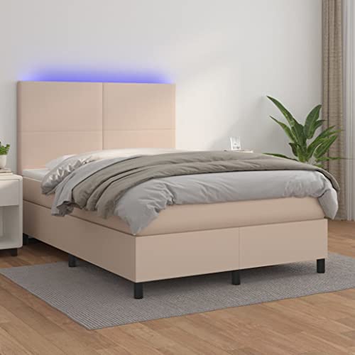 Qnhdfrt Boxspringbett mit Matratze und LED Cappuccino-Braun 140x190 cm Langlebiges Kunstleder Höhenverstellbares Kopfteil Taschenfederkernmatratze für Schlafzimmer Gästebett und Jugendzimmer Qnhdfrt Boxspringbett mit Matratze und LED Cappuccino-Braun 140x190 cm Langlebiges Kunstleder Höhenverstellbares Kopfteil Taschenfederkernmatratze für Schlafzimmer Gästebett und Jugendzimmer von Qnhdfrt
