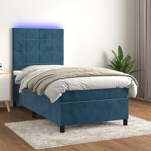 Qnhdfrt Boxspringbett mit Matratze und LED Dunkelblau 90x200 cm Samt Höhenverstellbares Kopfteil Taschenfederkernmatratze für erholsamen Schlaf Qnhdfrt Boxspringbett mit Matratze und LED Dunkelblau 90x200 cm Samt Höhenverstellbares Kopfteil Taschenfederkernmatratze für erholsamen Schlaf von Qnhdfrt