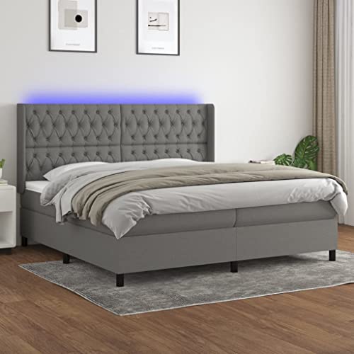 Qnhdfrt Boxspringbett mit Matratze und LED Dunkelgrau 200x200 cm Stoff Familienbett mit höhenverstellbarem Kopfteil und atmungsaktivem Polyester für erholsamen Schlaf Qnhdfrt Boxspringbett mit Matratze und LED Dunkelgrau 200x200 cm Stoff Familienbett mit höhenverstellbarem Kopfteil und atmungsaktivem Polyester für erholsamen Schlaf von Qnhdfrt