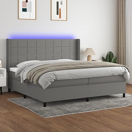 Qnhdfrt Boxspringbett mit Matratze und LED Dunkelgrau 200x200 cm Stoff Kopfteil höhenverstellbar Taschenfederkernmatratze für erholsamen Schlaf Familienbett und Gästebett Qnhdfrt Boxspringbett mit Matratze und LED Dunkelgrau 200x200 cm Stoff Kopfteil höhenverstellbar Taschenfederkernmatratze für erholsamen Schlaf Familienbett und Gästebett von Qnhdfrt