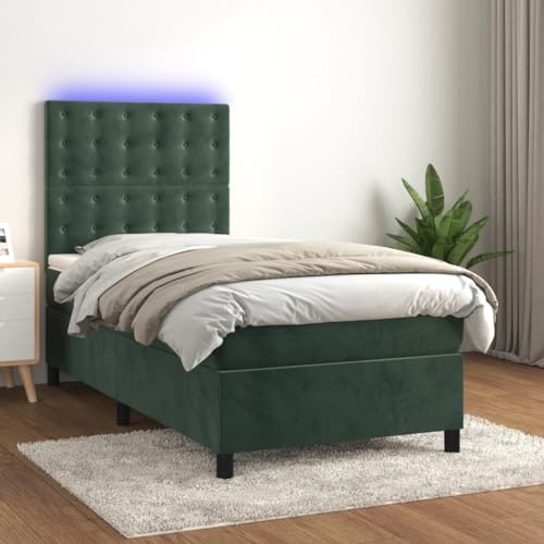 Qnhdfrt Boxspringbett mit Matratze und LED Dunkelgrün 100x200 cm Samt Höhenverstellbares Kopfteil Taschenfederkernmatratze und RGB Beleuchtung für Schlafzimmer und Gästezimmer Qnhdfrt Boxspringbett mit Matratze und LED Dunkelgrün 100x200 cm Samt Höhenverstellbares Kopfteil Taschenfederkernmatratze und RGB Beleuchtung für Schlafzimmer und Gästezimmer von Qnhdfrt