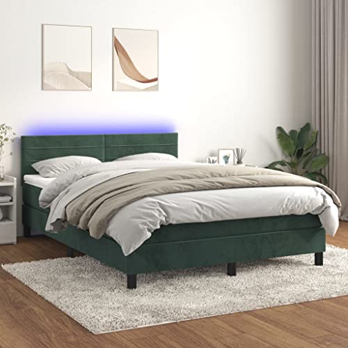 Qnhdfrt Boxspringbett mit Matratze und LED Dunkelgrün 140x200 cm Samt Höhenverstellbares Kopfteil Taschenfederkernmatratze für Schlafzimmer Gästebett und Doppelbett Qnhdfrt Boxspringbett mit Matratze und LED Dunkelgrün 140x200 cm Samt Höhenverstellbares Kopfteil Taschenfederkernmatratze für Schlafzimmer Gästebett und Doppelbett von Qnhdfrt