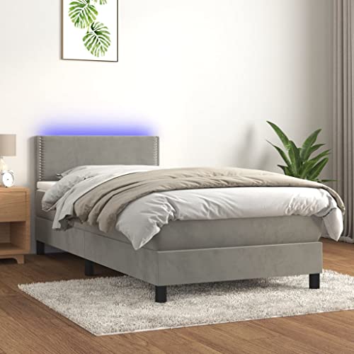 Qnhdfrt Boxspringbett mit Matratze und LED Hellgrau 80x200 cm Samt Kopfteil höhenverstellbar Taschenfederkernmatratze für erholsamen Schlaf Qnhdfrt Boxspringbett mit Matratze und LED Hellgrau 80x200 cm Samt Kopfteil höhenverstellbar Taschenfederkernmatratze für erholsamen Schlaf von Qnhdfrt