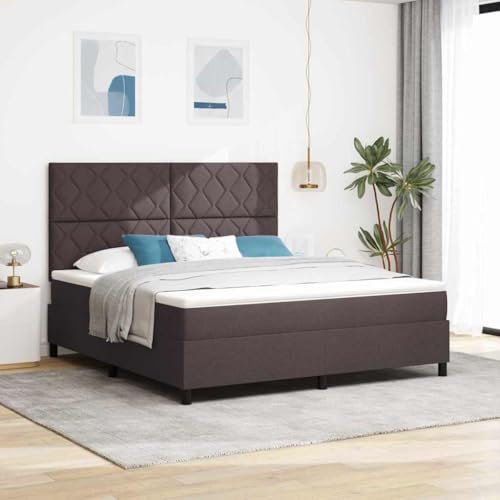 Qnhdfrt Boxspringbett mit Matratze und LED Streifen Modernes Design mit Diamantmuster Robuste Bauweise für 2 Personen 180 x 200 cm Dunkelbraun Stoff von Qnhdfrt