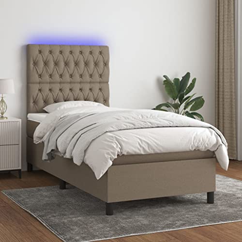 Qnhdfrt Boxspringbett mit Matratze und LED Taupe 90x190 cm Stoff Kopfteil höhenverstellbar Taschenfederkernmatratze für erholsamen Schlaf Qnhdfrt Boxspringbett mit Matratze und LED Taupe 90x190 cm Stoff Kopfteil höhenverstellbar Taschenfederkernmatratze für erholsamen Schlaf von Qnhdfrt