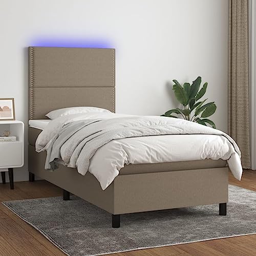 Qnhdfrt Boxspringbett mit Matratze und LED Taupe 90x200 cm Stoff Kopfteil höhenverstellbar Taschenfederkernmatratze atmungsaktiv für Schlafzimmer Jugendbett Gästebett Qnhdfrt Boxspringbett mit Matratze und LED Taupe 90x200 cm Stoff Kopfteil höhenverstellbar Taschenfederkernmatratze atmungsaktiv für Schlafzimmer Jugendbett Gästebett von Qnhdfrt