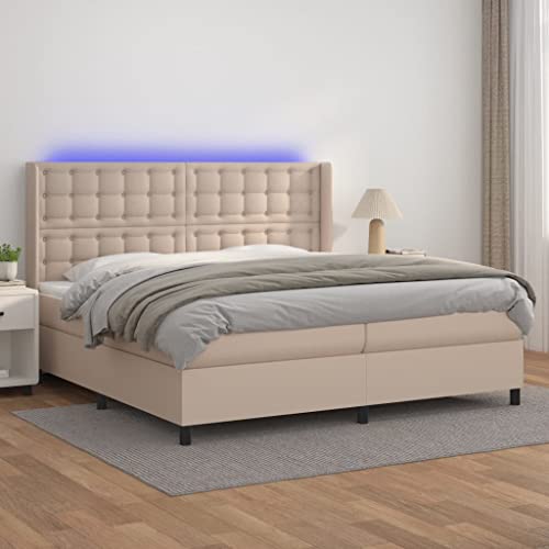 Qnhdfrt Boxspringbett mit Matratze und LED in Cappuccino-Braun 200x200cm Langlebiges Kunstleder Höhenverstellbares Kopfteil und Taschenfederkern für Erholsamen Schlaf Qnhdfrt Boxspringbett mit Matratze und LED in Cappuccino-Braun 200x200cm Langlebiges Kunstleder Höhenverstellbares Kopfteil und Taschenfederkern für Erholsamen Schlaf von Qnhdfrt
