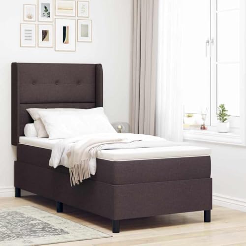 Qnhdfrt Boxspringbett mit Matratze und LED in Dunkelbraun 100 x 200 cm Taschenfederkernmatratze mit atmungsaktivem Bezug für erstklassigen Schlafkomfort von Qnhdfrt